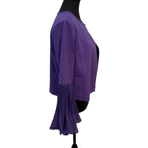 NWT Antthony Originals Purple Ruffle‑Sleeve Cape Jacket M Flowy Open‑Front - Picture 3 of 5